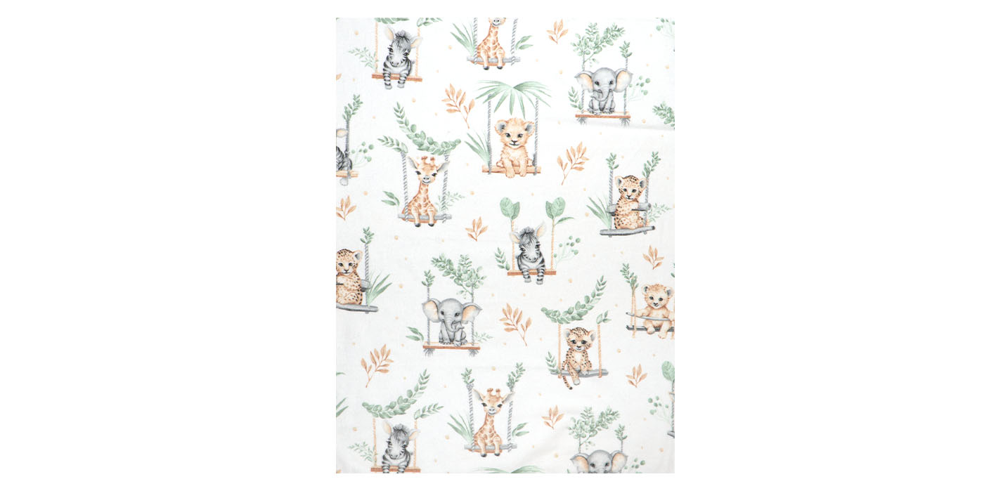 Pielucha flanelowa zwierzęta na huśtawce